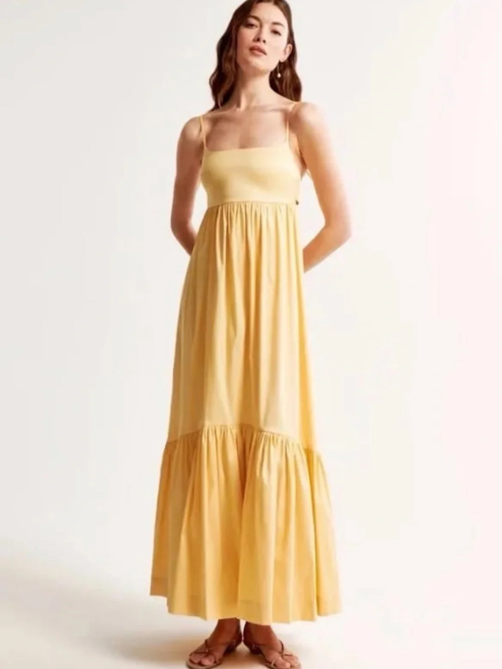 Abercrombie & Fitch Sunlit Yellow Maxi Dress with Spaghetti Straps